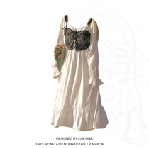 Big Code Woman Dress Fat Sister White Dress Woman Early Autumn Method Style Temperament Harness Two Sets Of Retro Long Sleeve Dresses