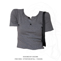 Large size fat MM hot girl short-sleeved T-shirt summer 2022 new design sense niche slim slim short top clothes