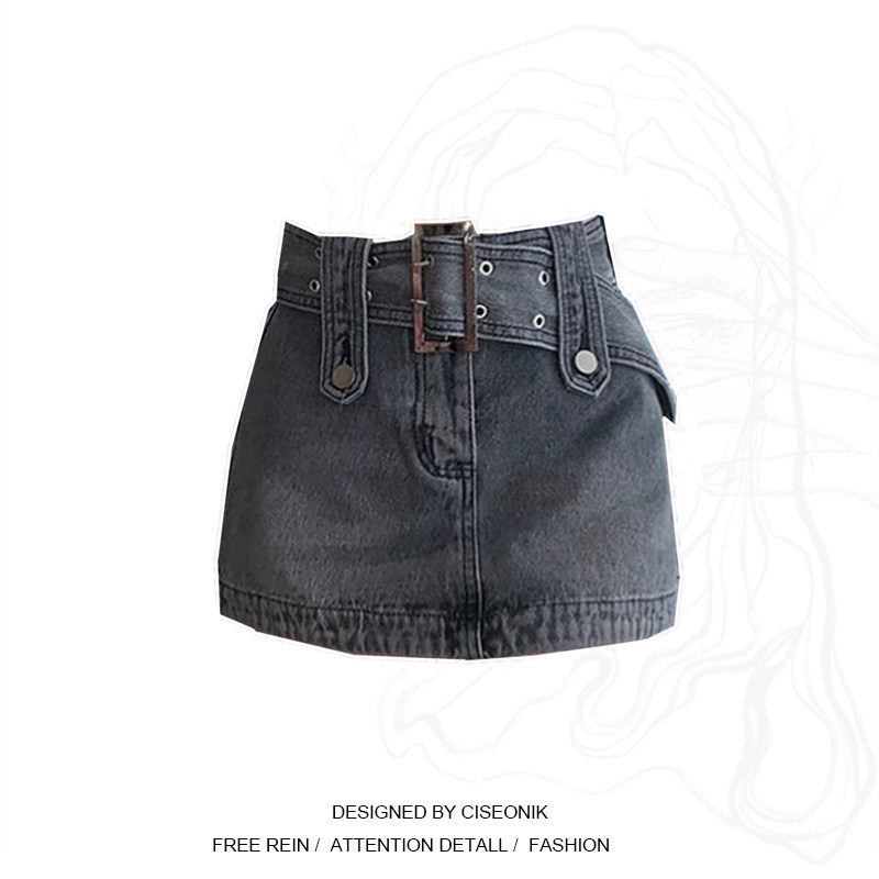 Big Young Sister American Spicy Bag Backup Cowboy Handy Skirts Retro High Waist Skin A-Link Short