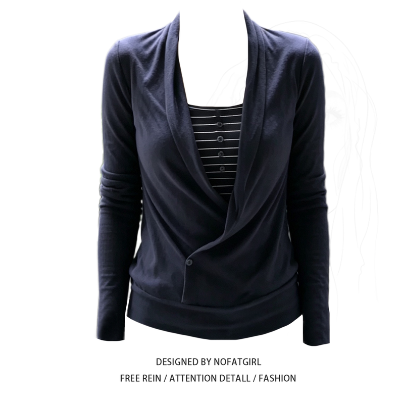 Plus-Size Korean-Style Casual V-Neck Long-Sleeve T-Shirt for Women, Early Autumn New Slim-Fit Design with a Stylish Layered Look