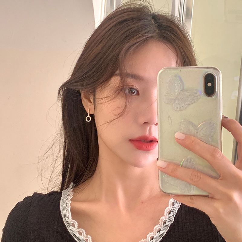Circle Earrings Earrings Korea Temperament Asymmetry Inserts 2021 New Tidal Ears Women Advanced sense of small crowdDesign