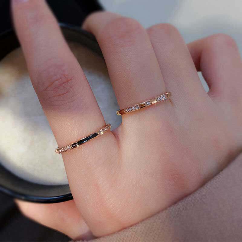Rose gold ring female fashion personality pure silver not dropping pigment ring to ring combination light extravagant advanced sensation index finger withdrawal