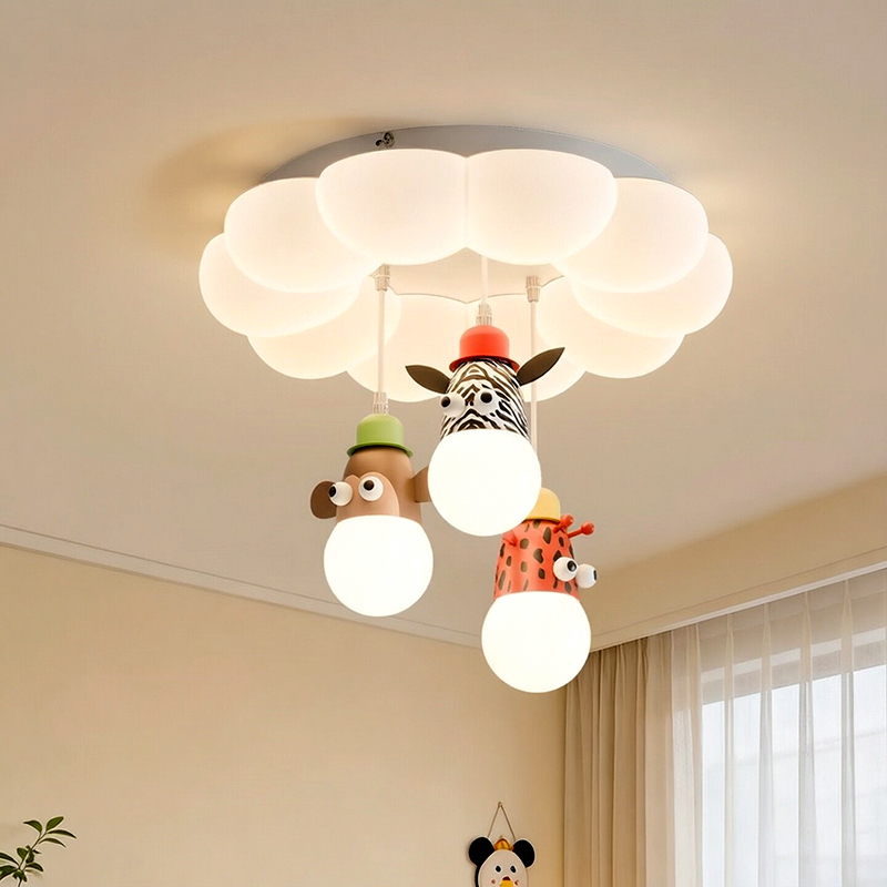 Cream Cloud Children's Room Lamp Boys and Girls Bedroom Lamp Cartoon Animal Head Full Spectrum Eye Protection Ceiling Lamp Cream Cloud Children's Room Lamp Boys and Girls Bedroom Lamp Cartoon Animal Head Full Spectrum Eye Protection Ceiling Lamp