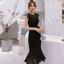 Wooden hemp tight cut hollow sexy Hepburn dress retro sleeveless French elegant lace dress children