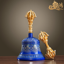 Nepal Pure Copper Nine Shares Diamond Pestle Pestle Close Buddhist Temple Bell Bell Sound Quality Clear Crisp Blue Diamond Pestle Fasbell