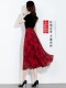 2025 New Summer Chiffon Red Ink Print Skirt for Women, High-Waisted Slim Midi Skirt, Dance Flared Skirt