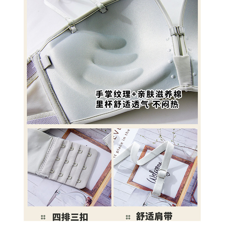 Non-slip strapless underwear women's suit without steel ring gathered small wrapped bra invisible front buckle thin bra strapless chest style