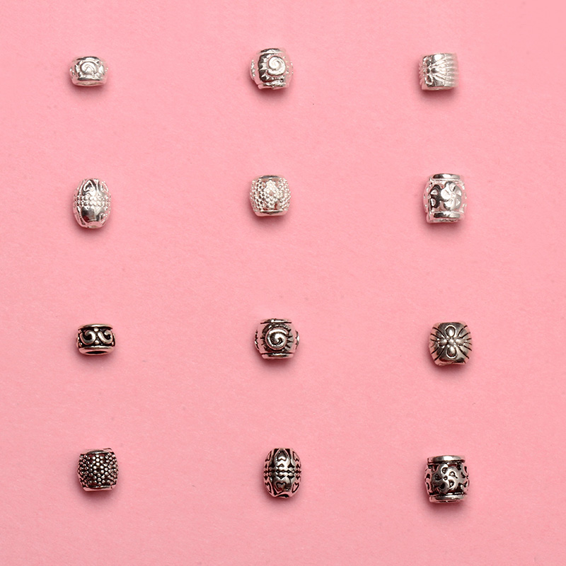 s925 Pure Silver Vegetarian Silver Thai Silver Hollow Barrel Pearl Sepp Beads Diy Handmade Ornament Accessories Pomegranate Stone Bracelet Accessories-Taobao