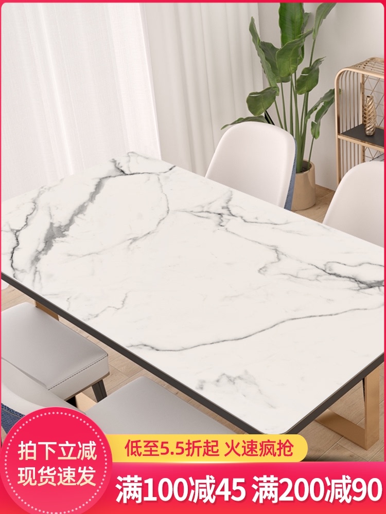 (Q elastic silicone table mat)Tasteless tablecloth Waterproof and oil-proof wash-in anti-hot Nordic marble dining table coffee table mat