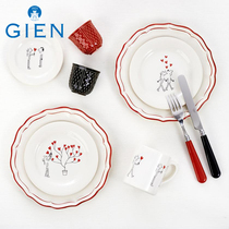 GIEN France Import Cutlery Ceramic Dinner Plate Snack Tray Dining Bowl Tea Cup Tea Tea Tea Set Gift Creative Romance series