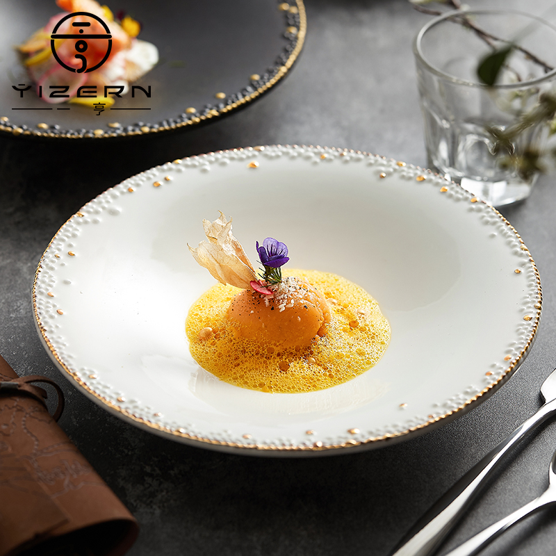 Yi Heng creative white light luxury home French handmade noodle soup Japanese salad ceramic tableware ramen bowl bucket bowl