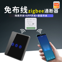 Graffiti Zigbee Smart Switch Through-Breaker Wireless Remote Control Voice Control Panel Double Control Free of Wiring Casual Sticker