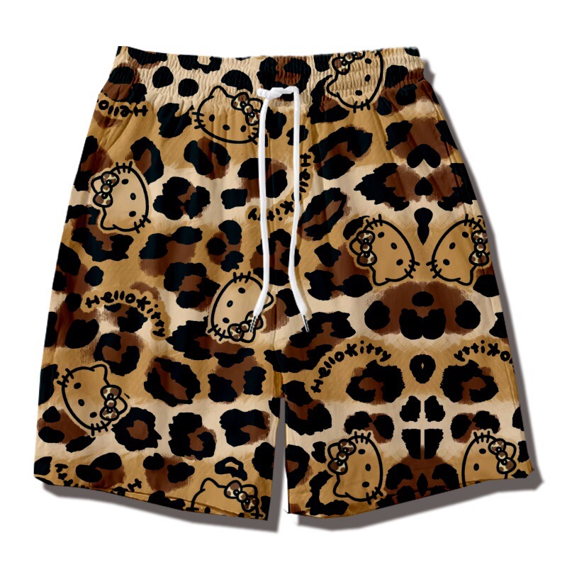 American-Style Hello Kitty Shorts for Boys, Retro Hello Kitty Couple Beach Shorts, Children's Wearable Ice Silk Pajama Shorts