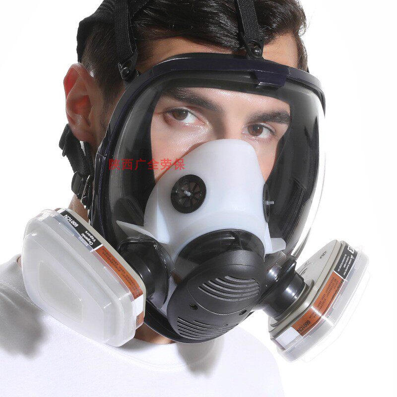 Blue edge spherical gas mask spray paint chemical fire fighting pesticide anti-dust activated carbon silicone anti-virus full-face mask