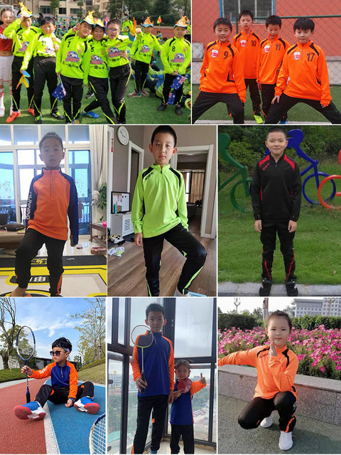 Children's long-sleeved basketball uniforms sports suits boys and girls warm running football training uniforms long pants sweatshirts autumn and winter