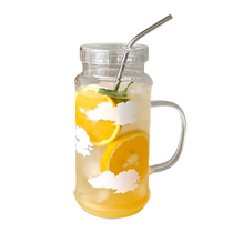 1000ml water glass minimalist glass cup with cover high temperature resistant juice cup straw cup office dorm with coffee cup