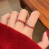 Star Red Retro Niche Design Light Luxury High-End Open Ring for Women 2025 New Popular Index Finger Tail Ring