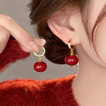 Red Pearl Simple Ear Clip Earrings for Women, 2026 New Popular Style, High-End, Light Luxury, Elegant and Stylish Earrings