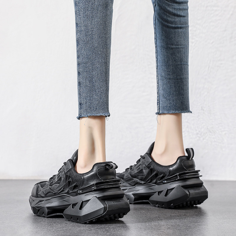 Upscale Tide Cards Thick Bottom Hikes Shoes High Net Red Noodles Breathable Old Daddy Shoes Women Move 2023 Springnet Overfire Little White Transport Hugh-Taobao