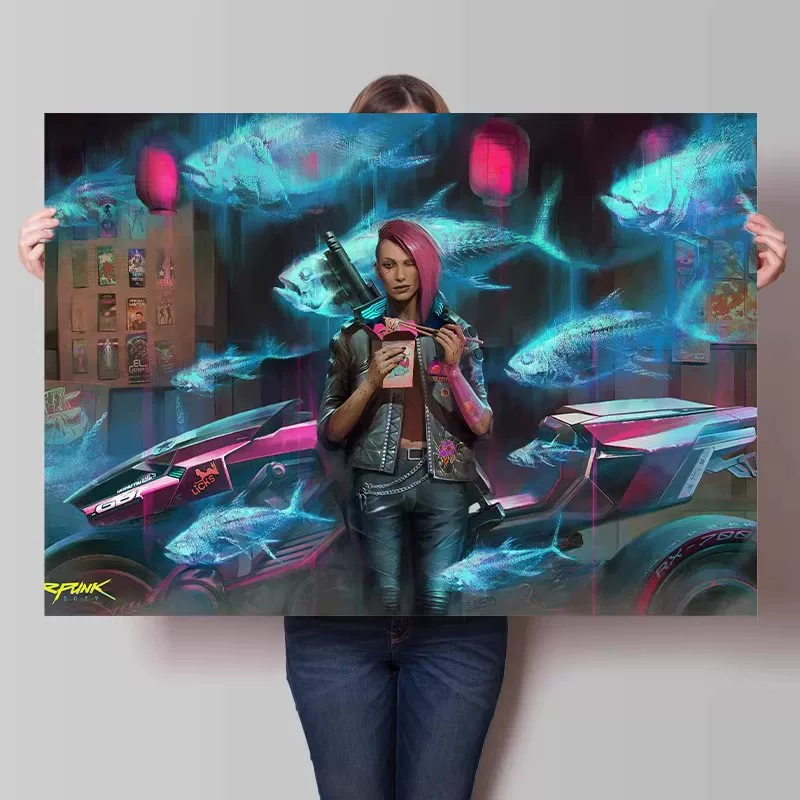 Big waterproof self-adhesive poster on wall for bedroom, punk style