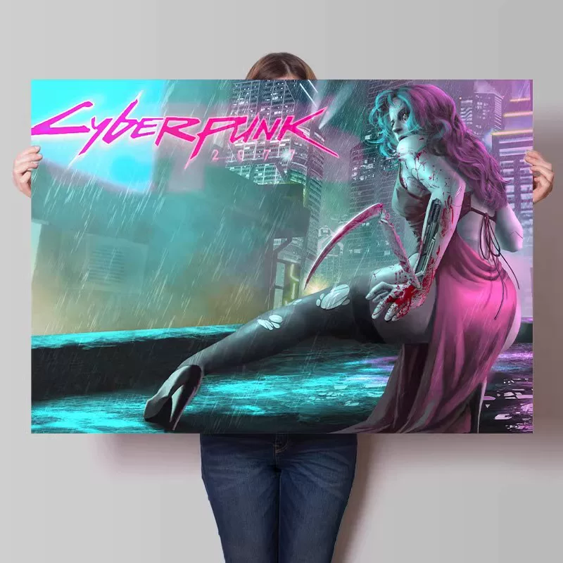 Big waterproof self-adhesive poster on wall for bedroom, punk style
