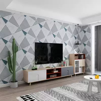 Modern minimalist living room TV wallpaper 3D three-dimensional geometric film and television wall decoration non-woven wallpaper deerskin velvet