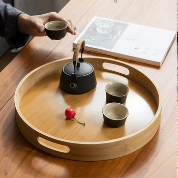 Tea cup wooden creative rectangular cake on tray