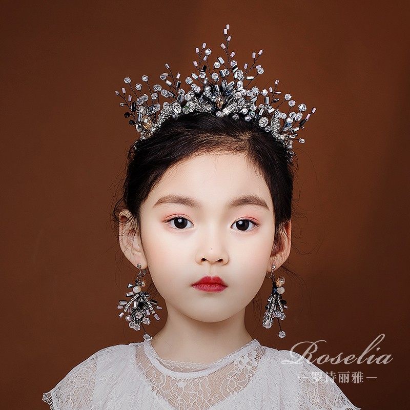 Upscale children's crown headgear Fashion Light Retro Black Cold And Mysterious Male Accessories Show Walking Show Party