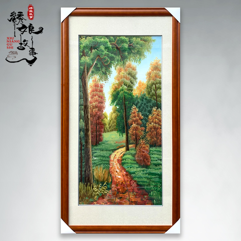 Embroidery story Su embroidery finished hanging painting European style Fenglin landscape painting Villa porch corridor vertical decorative painting