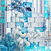 Double-sided ice pattern glass brick transparent square hotel store partition wall decoration crystal brick landscape wall