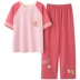 . Cặp đôi pyjama quần ngắn tay Hàn Quốc cotton mùa hè nam giới cộng với kích thước tại nhà phục vụ bộ đồ của phụ nữ phần mỏng - Giống cái