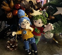 Two people in a row peripheral hand-knitted crocheted ittakestwo Cody Xiaomei Elephant doll doll hand pendant