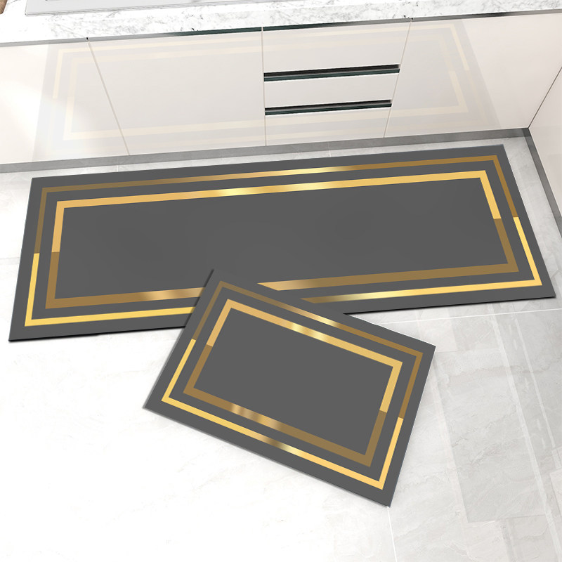 Kitchen floor mats absorb water and oil into the door floor mats wash-free can be wiped waterproof oil-proof non-slip carpet foot pads quick-drying