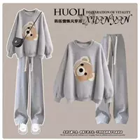 Толстовка, штаны, утепленный комплект, с медвежатами