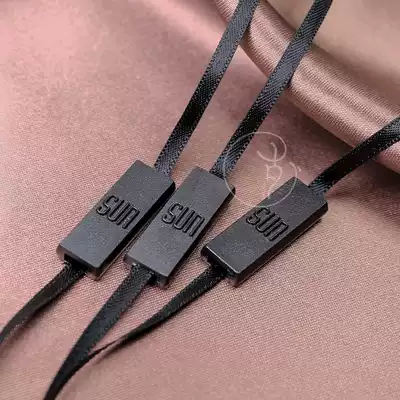 Ribbon pendant custom clothes tag lanyard custom 3mm ribbon sling rope logo design round square two-in-one plastic double buckle rope color trademark line