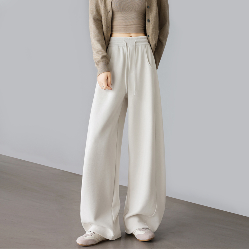 White Women's Sweatpants for Spring and Autumn, Loose and Drapey, Straight-Leg, Slimming, Casual, Wide-Leg Joggers White Women's Sweatpants for Spring and Autumn, Loose and Drapey, Straight-Leg, Slimming, Casual, Wide-Leg Joggers