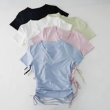 Спортивная футболка, корсет для отдыха, одежда для йоги, по фигуре, короткий рукав