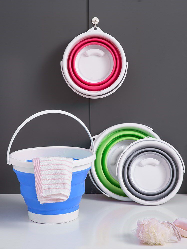 Disassembly and stacking water poking bucket rope well fishing bucket 10l disassembling and washing socks bucket car portable car telescopic