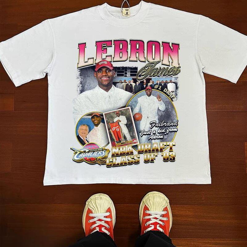 James James Draft American Retro Vtg Small Neckline Street Style Pure Cotton Basketball Training Long/Short Sleeve T-Shirt