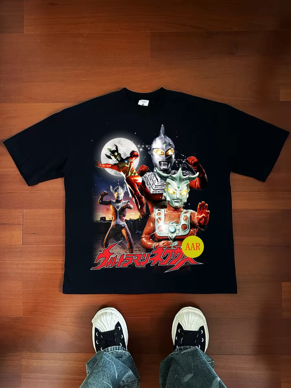 Taro Leo Ultraman Little Prince Japanese Anime American-Style Small Neckline Street Retro Vtg Trendy Men's Long and Short Sleeve T-Shirt