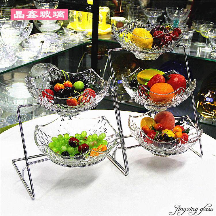 New Multilayer Cutlery Buffet Water Fruit Pan Swing Table Display Restaurant Ware Fruit Tray Glass Hotel Pan Shelf-Taobao