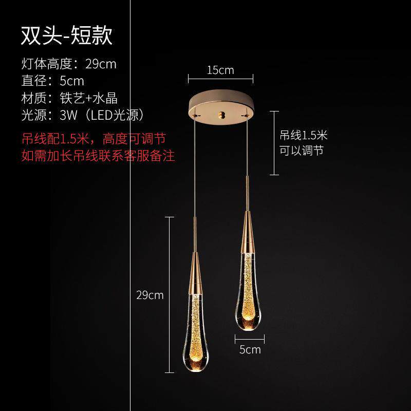 New Light Extravagant Bedroom Small Chandelia Personality Creativity Postmodern Bar Headroom Water Crystal Light