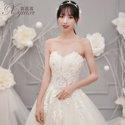 Wedding 2020 cô dâu mới áo ngực Pháp ròng âm thanh rung màu đỏ rực rỡ cô gái mảnh mai váy cưới công chúa nhỏ váy