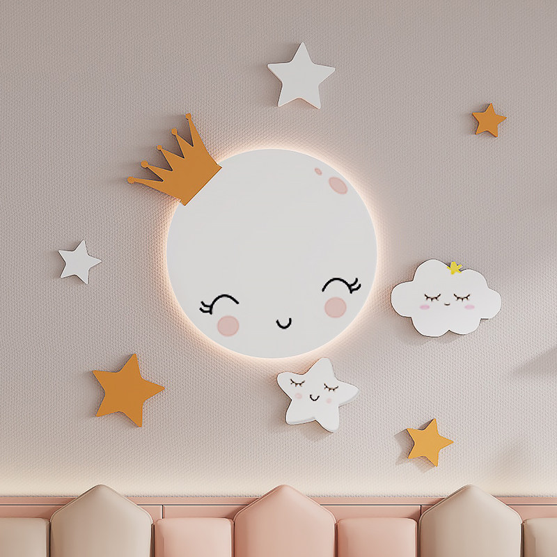 Children's House Wall-mounted Decoration Moon Sunbeds Wall Decoration Painting Advanced Sensory Bedroom Wall wall Wall Pendant-Taobao