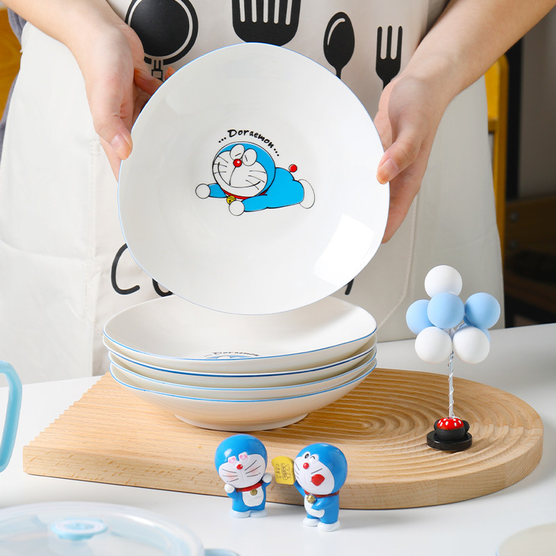 Doraemon Japanese plate dish household set combination ceramic creative cute Net red fruit fish plate dish