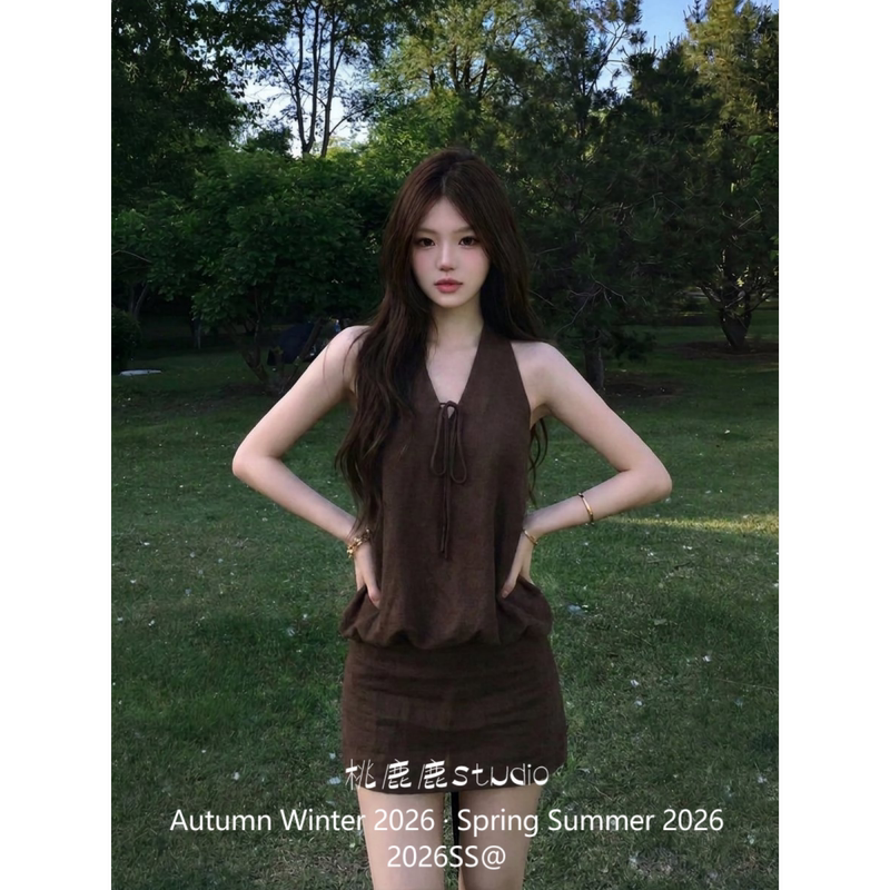Tao Lulu's "The Wind Is a Flowing River" Lyocell Linen Backless Sleeveless Halter Neck Elegant Dress Tao Lulu's "The Wind Is a Flowing River" Lyocell Linen Backless Sleeveless Halter Neck Elegant Dress