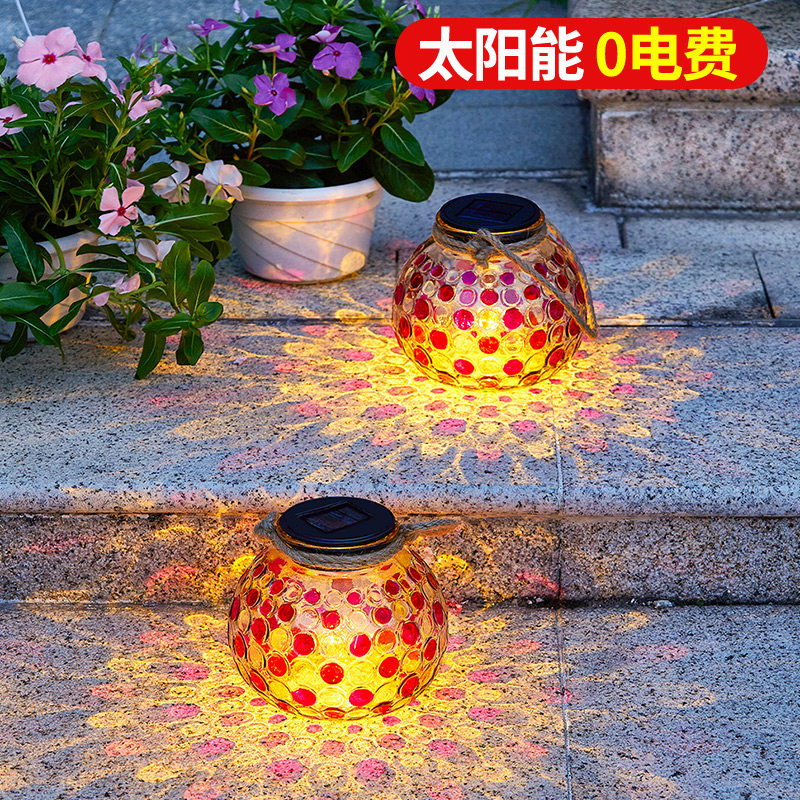 Solar Patio Outdoor light waterproof Balcony Garden Arrangement Hanging Light Wave Dot Decorative Atmosphere Outdoor small night light