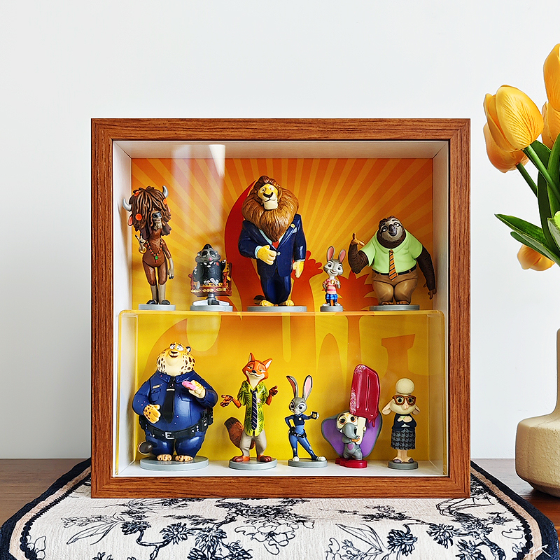 Zootopia Blind Box Display Box Photo Frame Ornament Figurine Storage Box Display Frame Pull-Out Glass Photo Frame