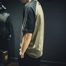 Tide brand it neith BIAS loose short sleeve T-shirt Harajuku wind color matching stitching round neck casual loose half sleeve