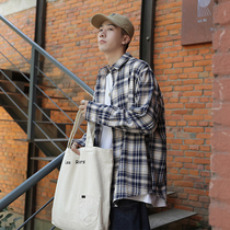 it neith BIAS Tide brand plaid shirt men long sleeve Hong Kong style Japanese loose Korean version large size casual interior